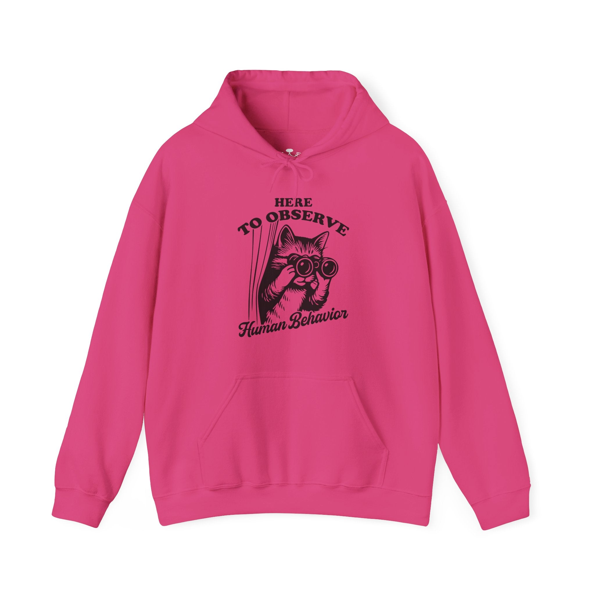Here to Observe Human Behavior - Cozy Cat-Themed Hoodie