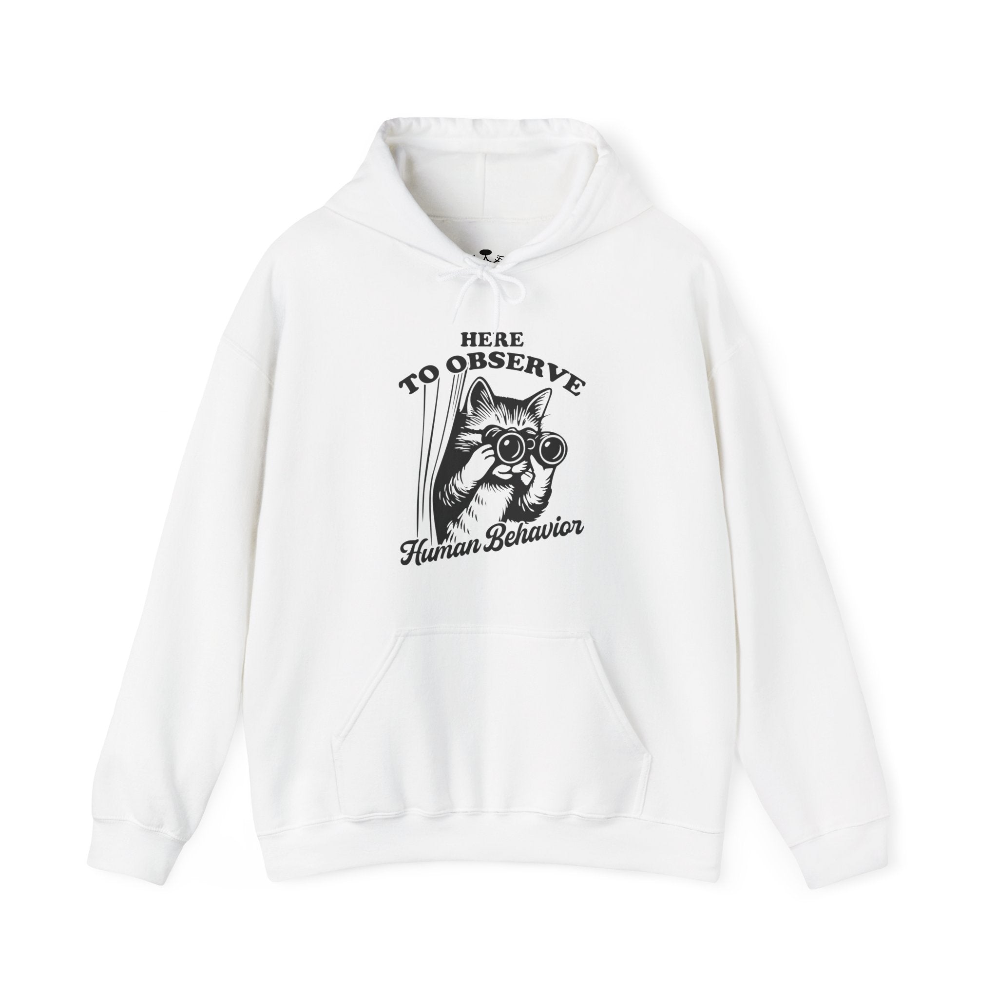 Here to Observe Human Behavior - Cozy Cat-Themed Hoodie