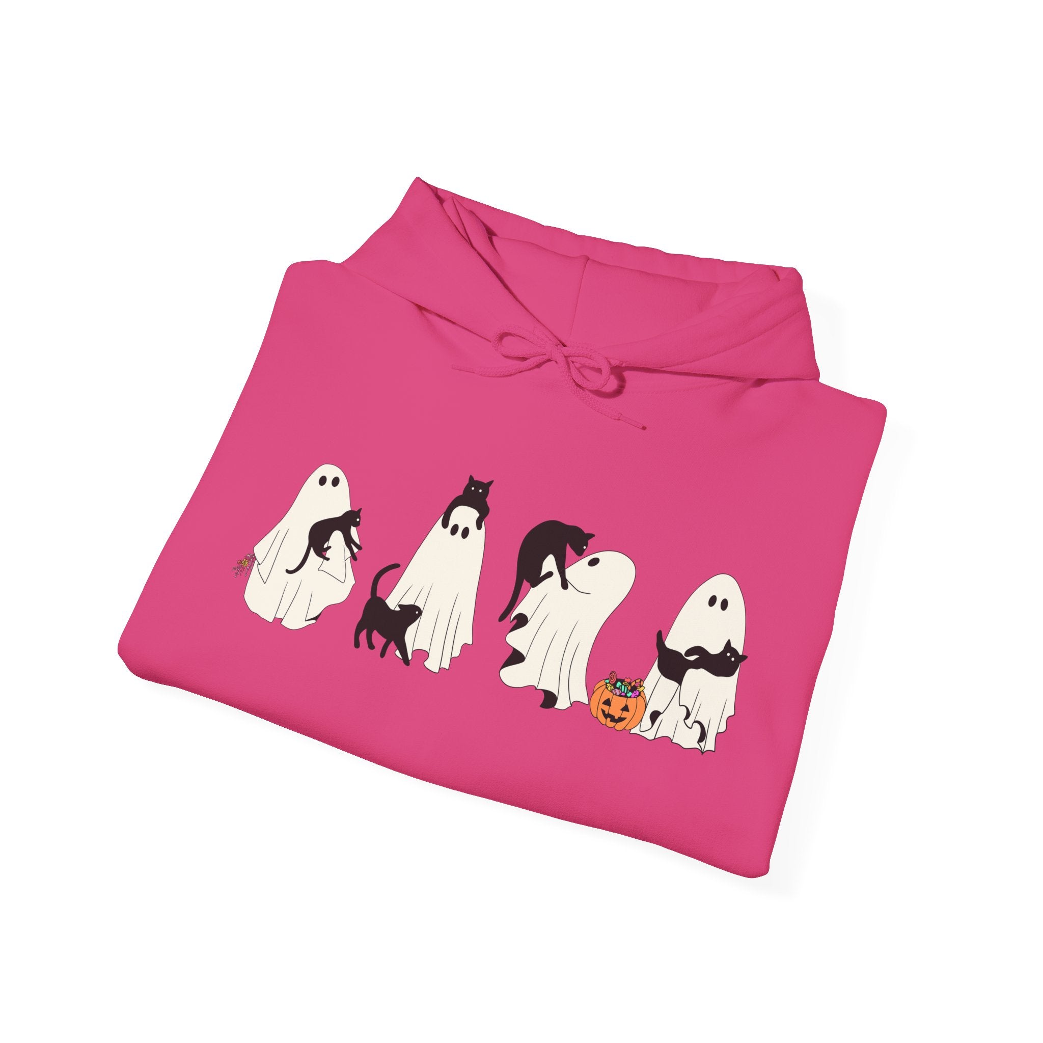 Ghost Cat Chaos – Halloween Cat-Themed Hoodie