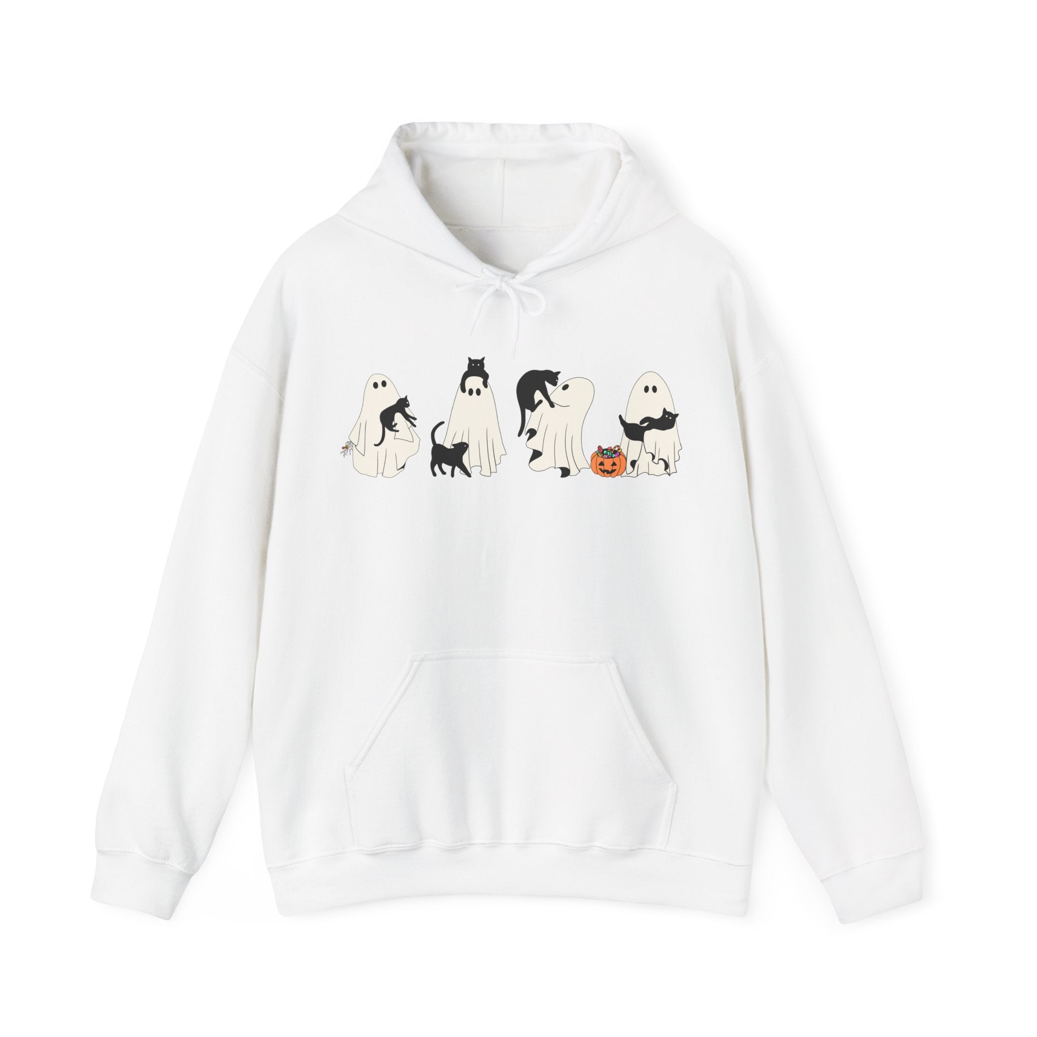 Ghost Cat Chaos – Halloween Cat-Themed Hoodie