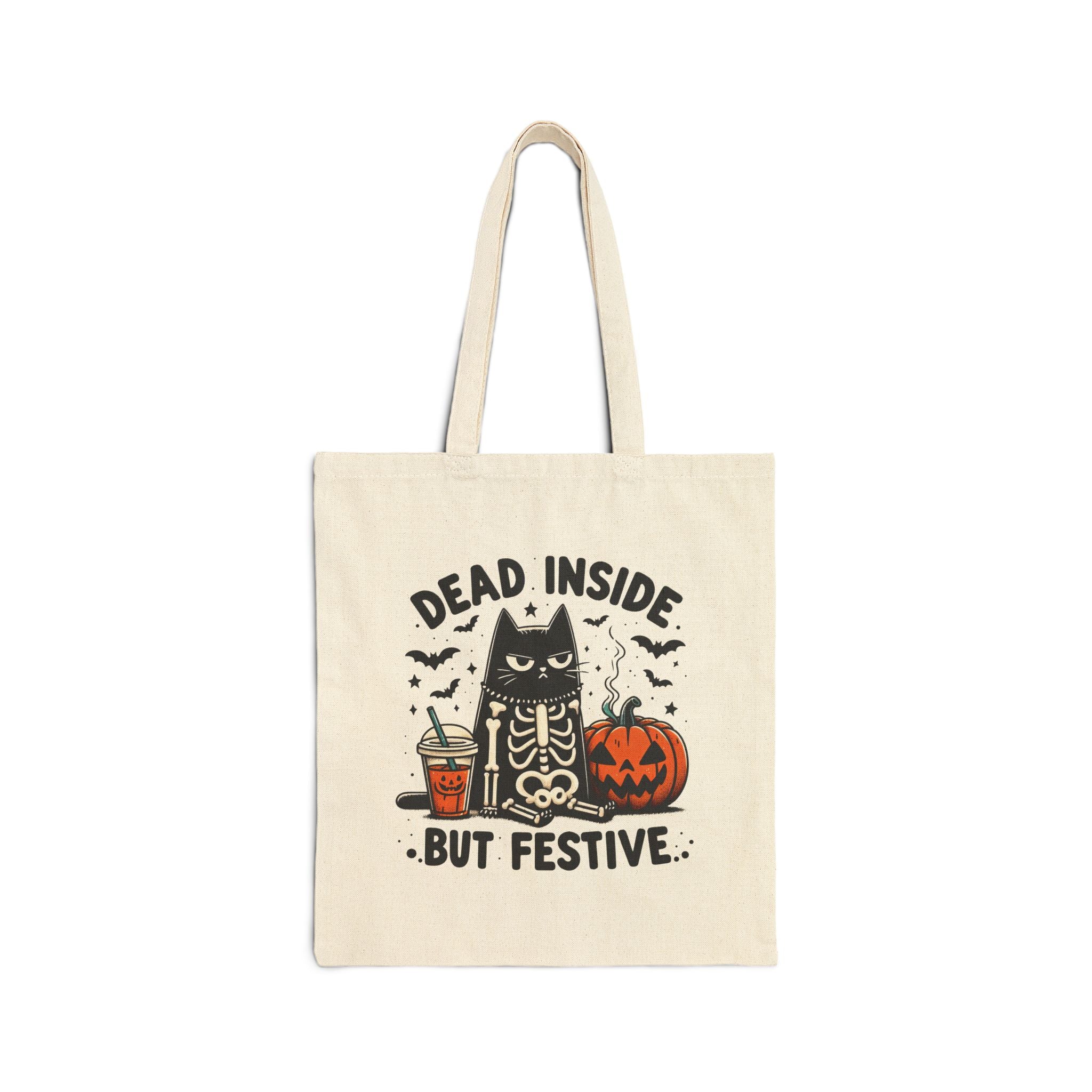 Dead Inside But Festive – Halloween Cat Tote Bag