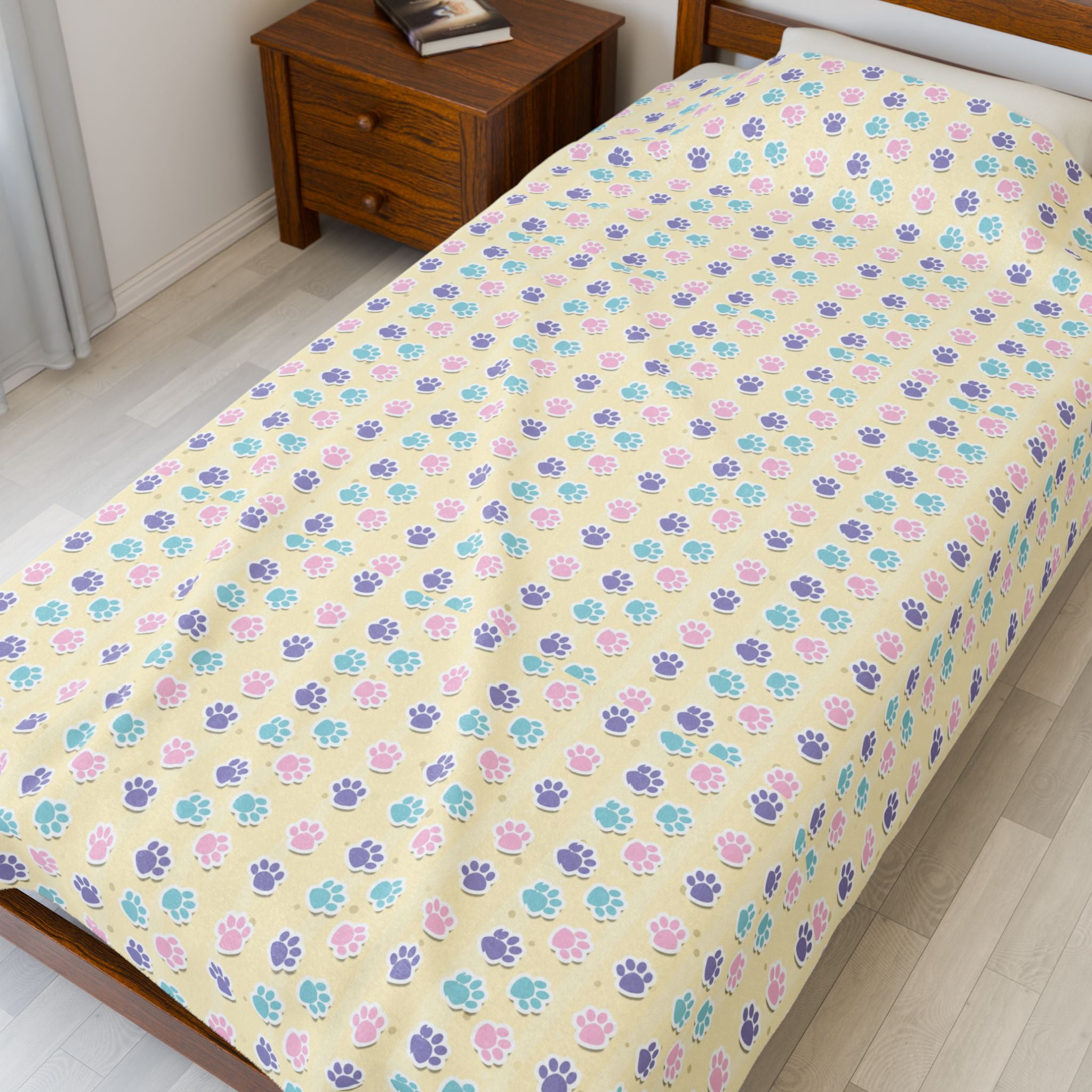 Pastel Paw Parade - Cozy Velveteen Plush Blanket