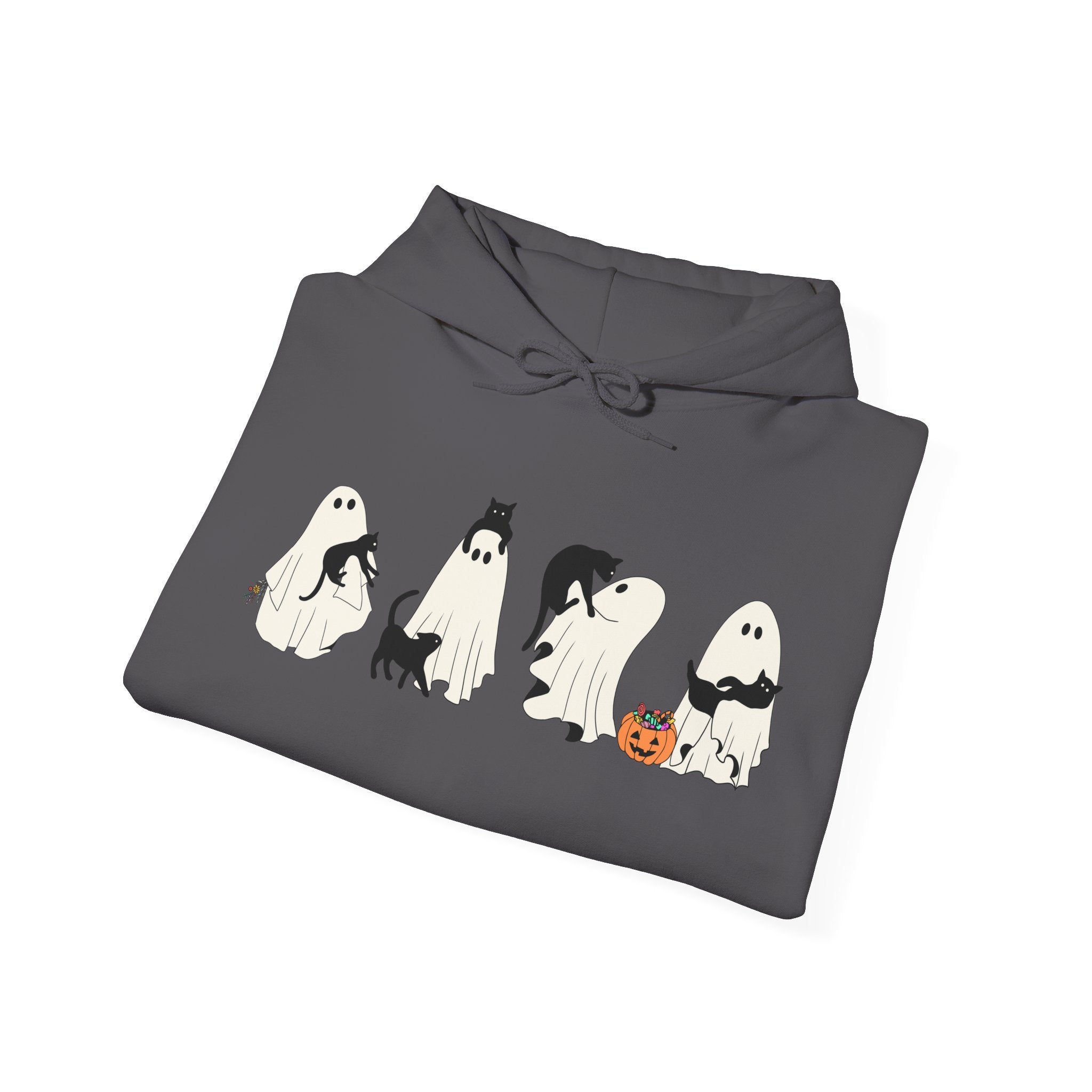Ghost Cat Chaos – Halloween Cat-Themed Hoodie