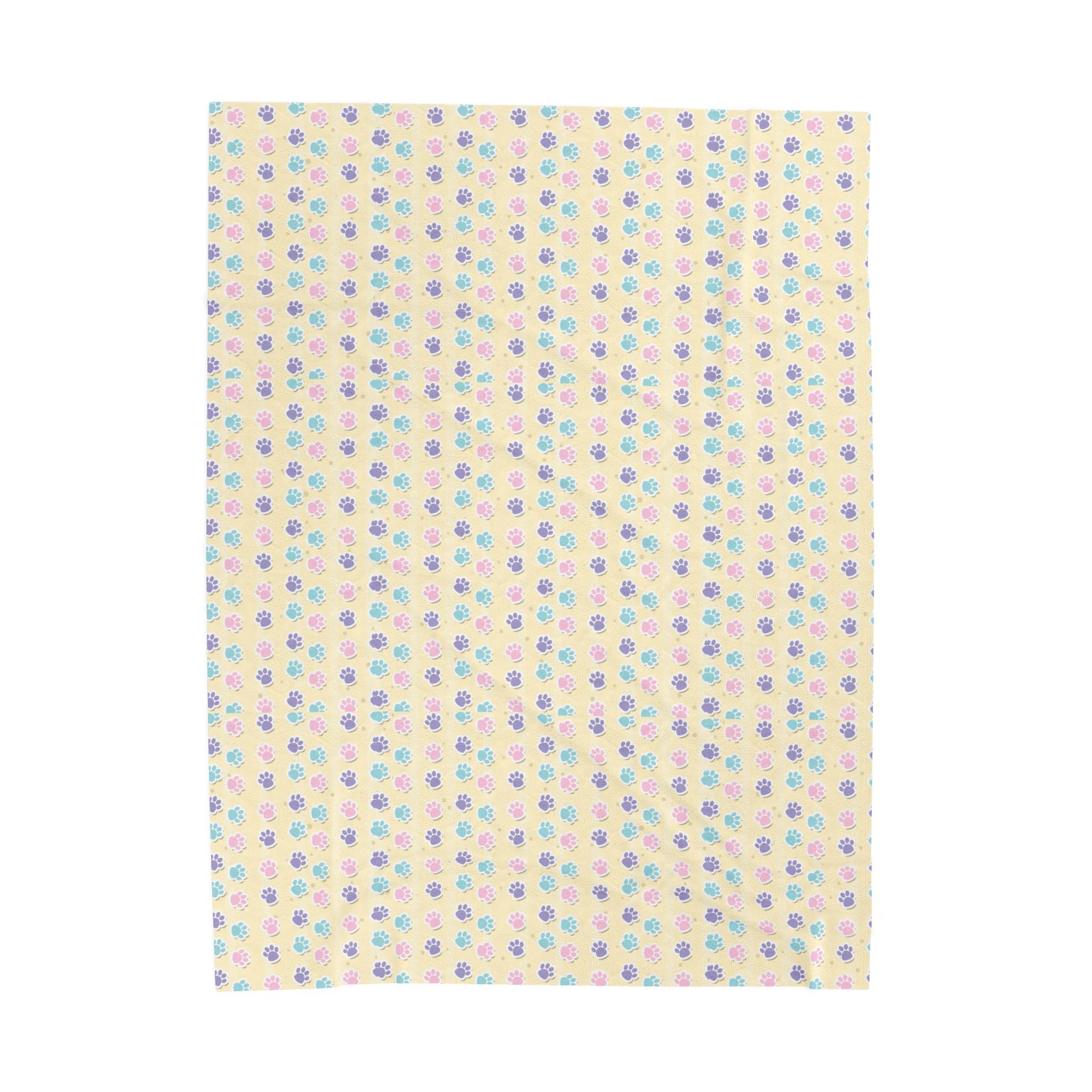 Pastel Paw Parade - Cozy Velveteen Plush Blanket