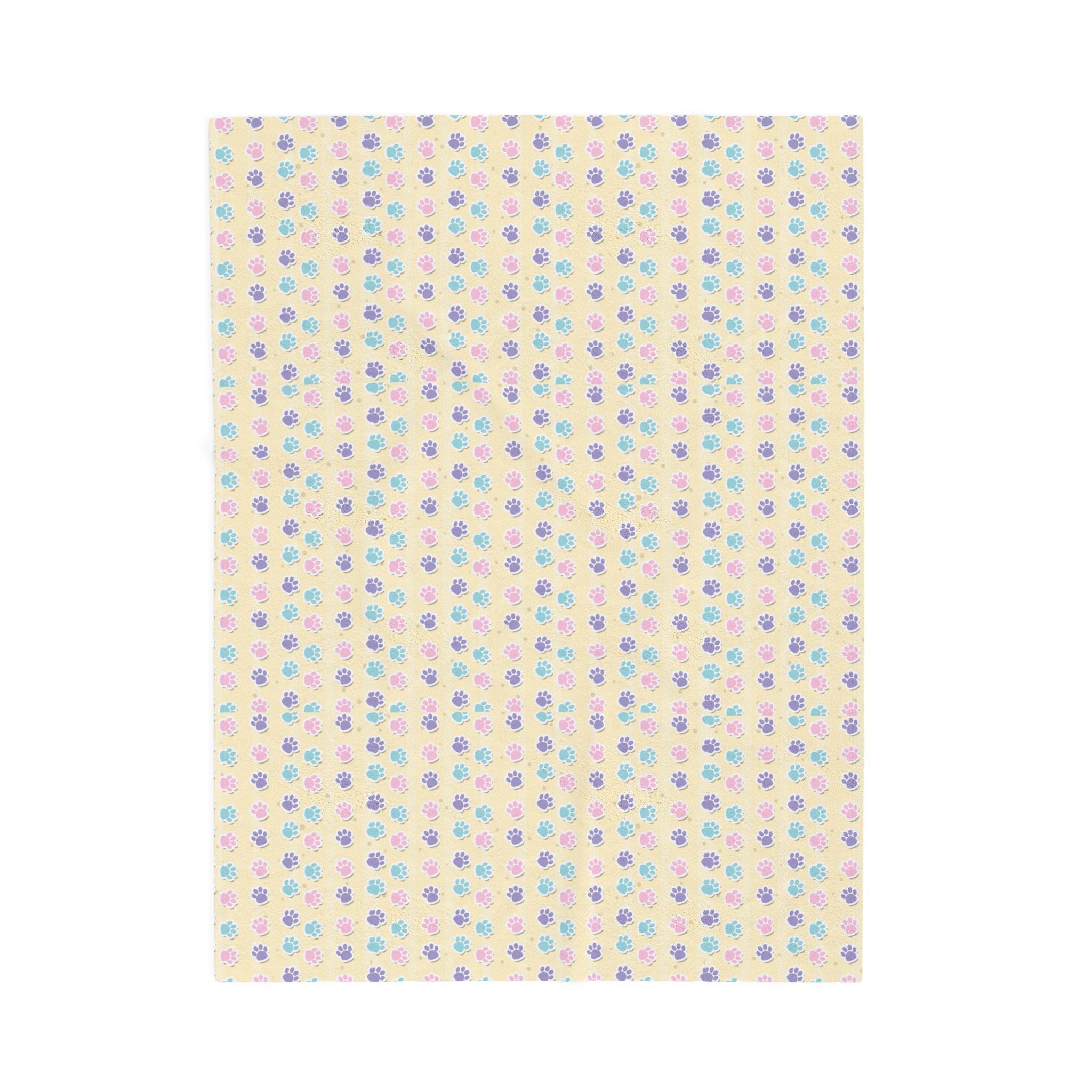 Pastel Paw Parade - Cozy Velveteen Plush Blanket