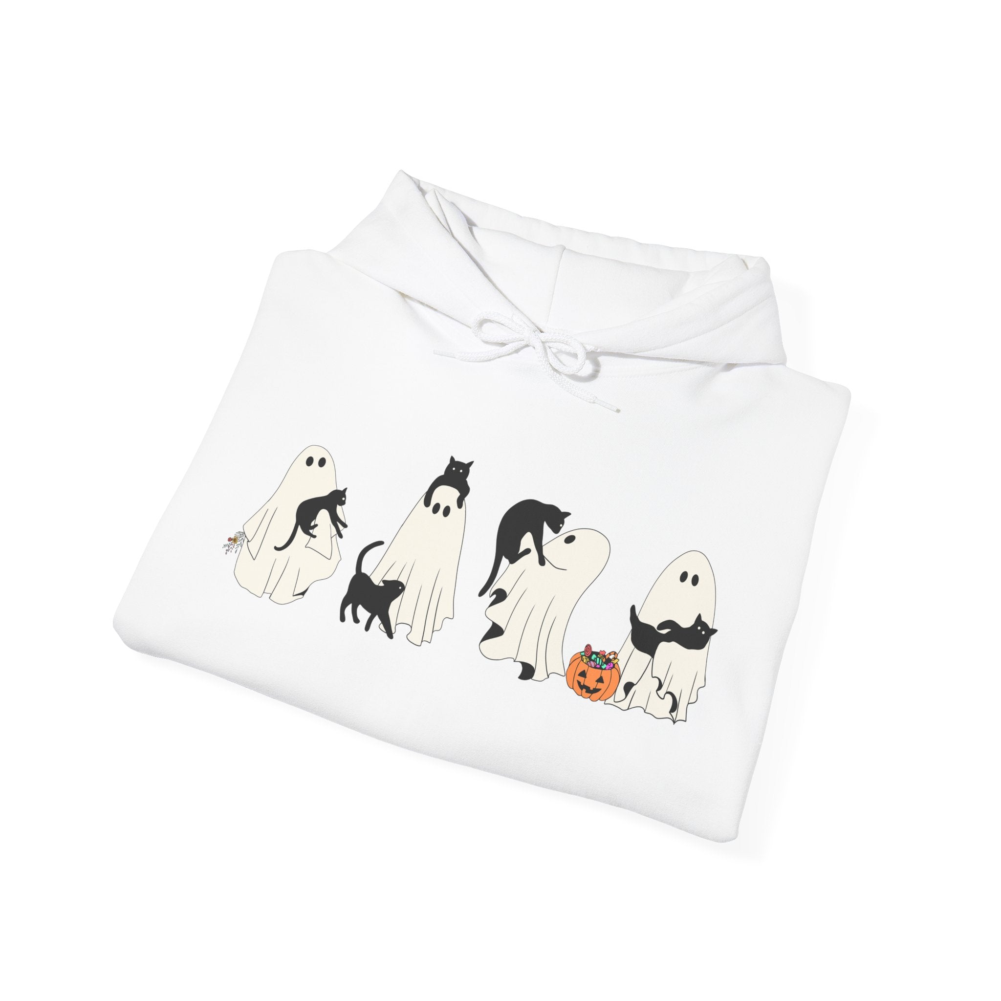 Ghost Cat Chaos – Halloween Cat-Themed Hoodie