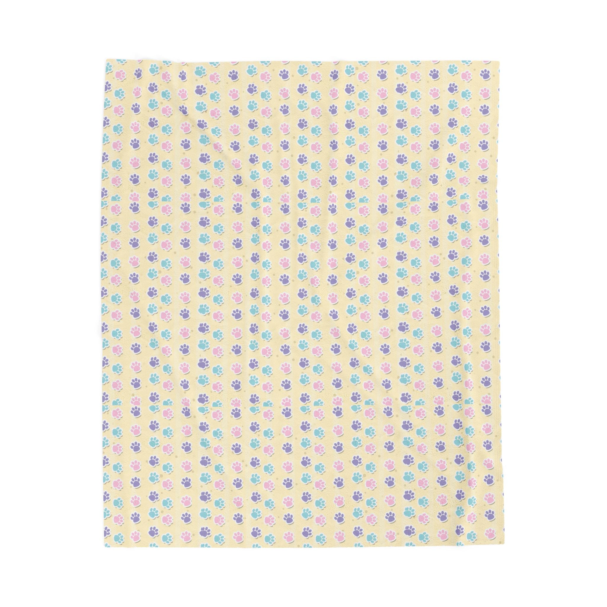 Pastel Paw Parade - Cozy Velveteen Plush Blanket