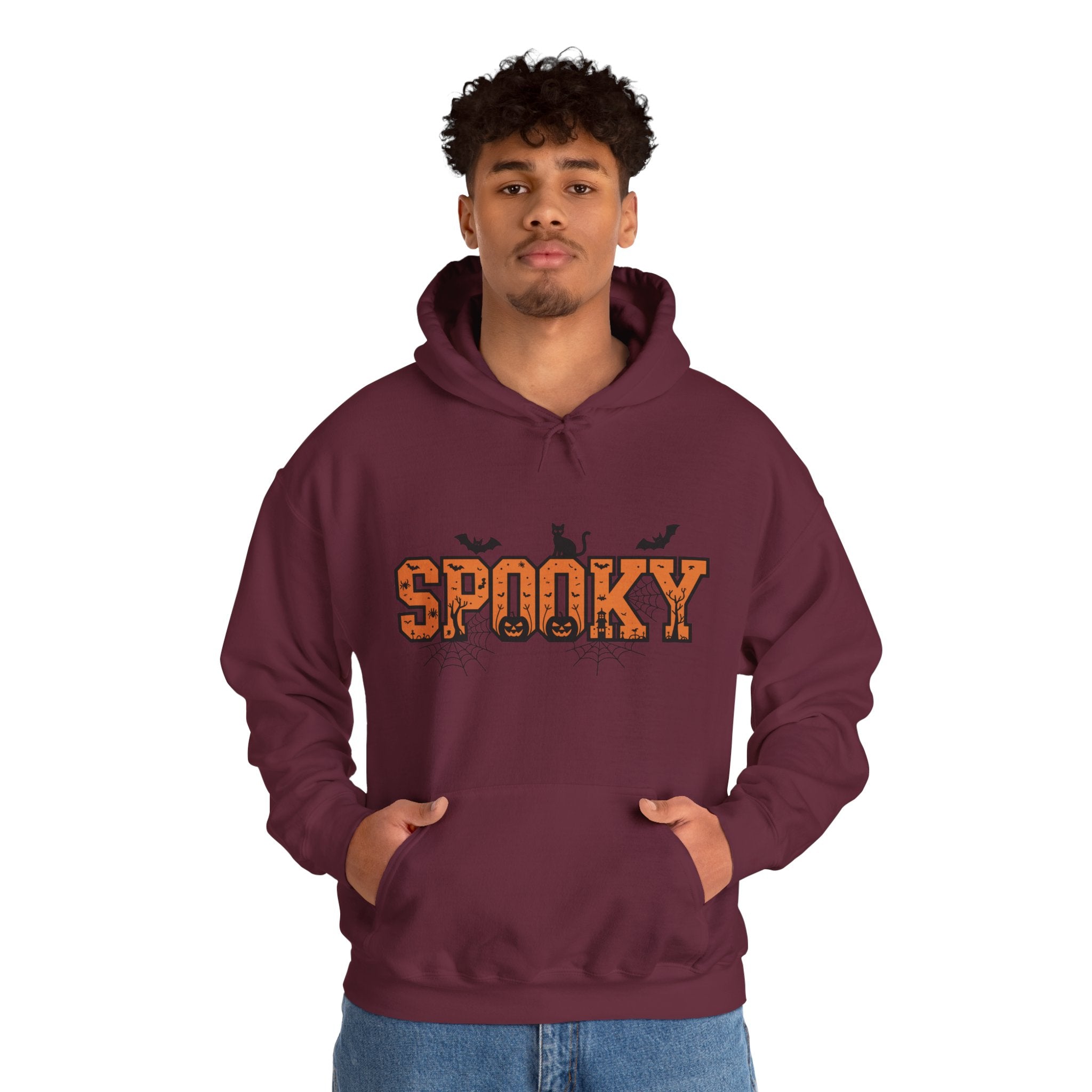 Spooky Varsity – Halloween Cat-Themed Hoodie