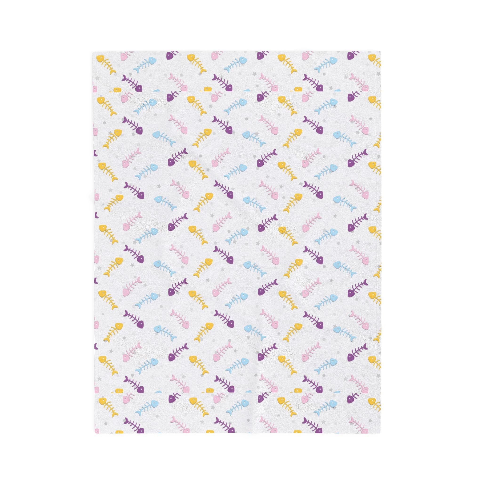 Pastel Rainbow Fishbones - Cozy Velveteen Plush Blanket