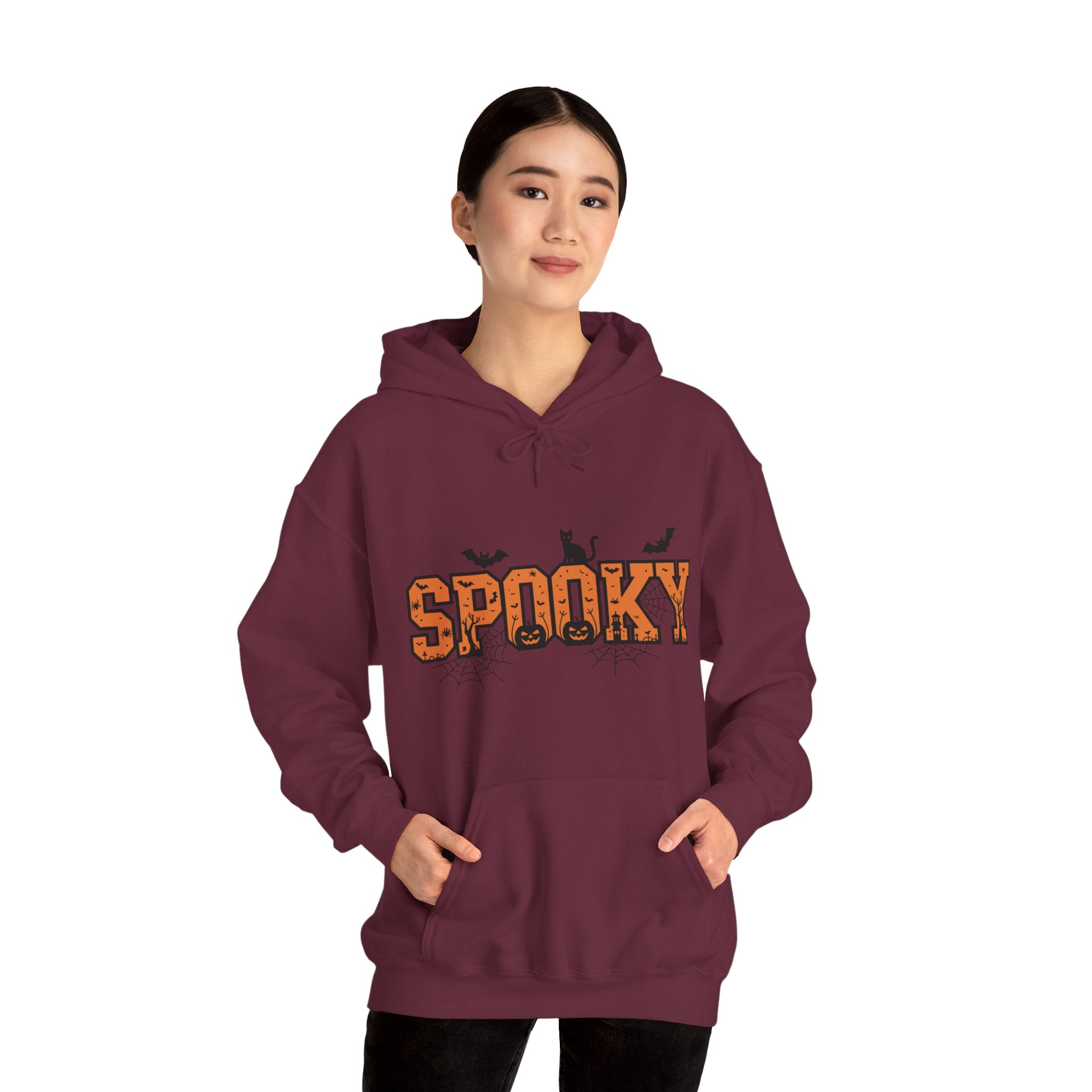 Spooky Varsity – Halloween Cat-Themed Hoodie