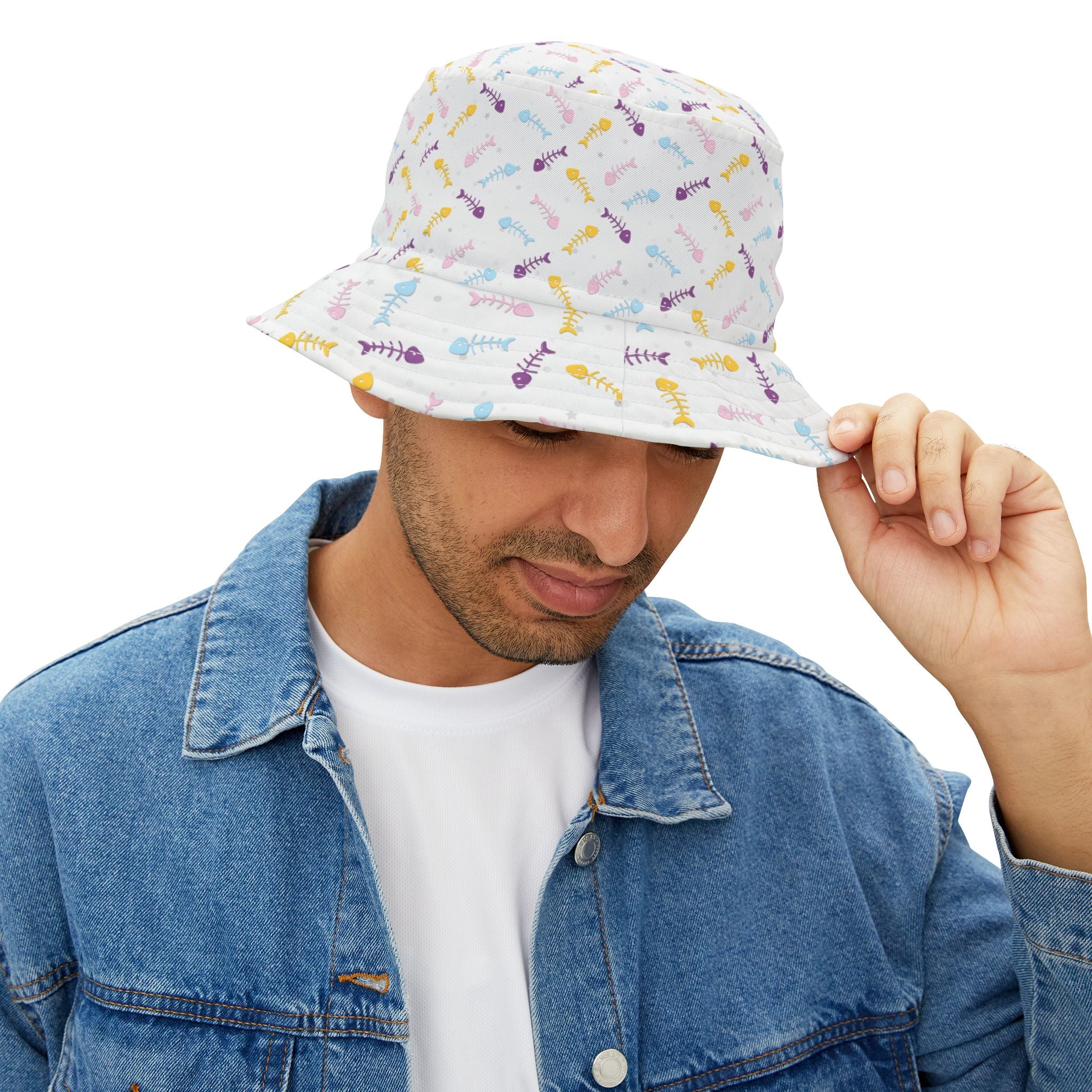 Pastel Rainbow Fishbones - Bucket Hat