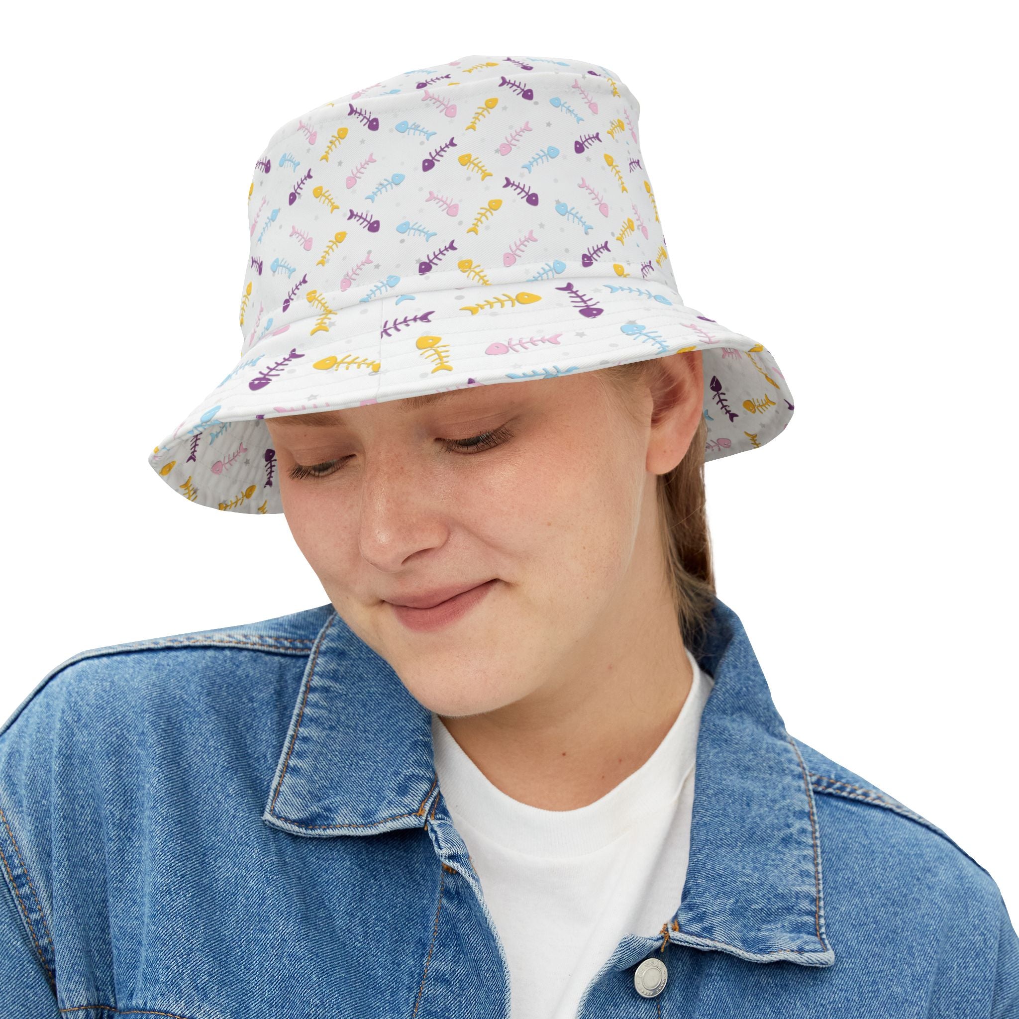 Pastel Rainbow Fishbones - Bucket Hat